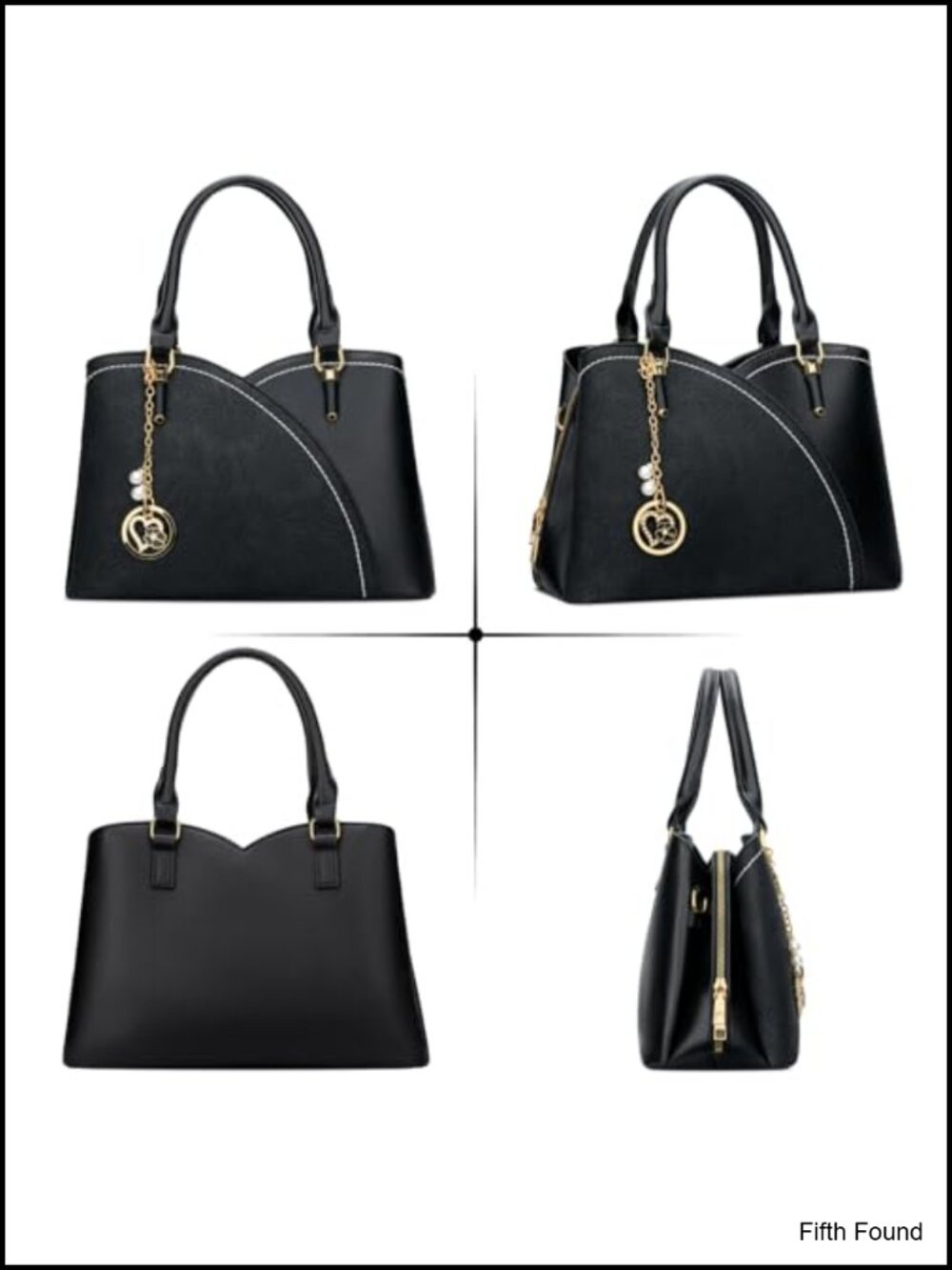 Vegan Leather Satchel Handbag Triple Compartment Crossbody Purse - Picture 3 of 5